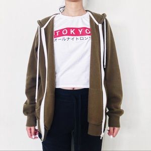 Forever 21 Olive Zip-up Hoodie Plus Size